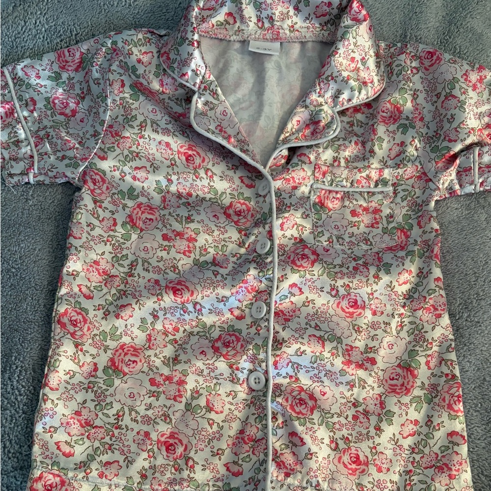 Toddler Girls Floral Pajama Set Unbranded Shirt Shorts  100% Polyester 2-3Y - Picture 3 of 6